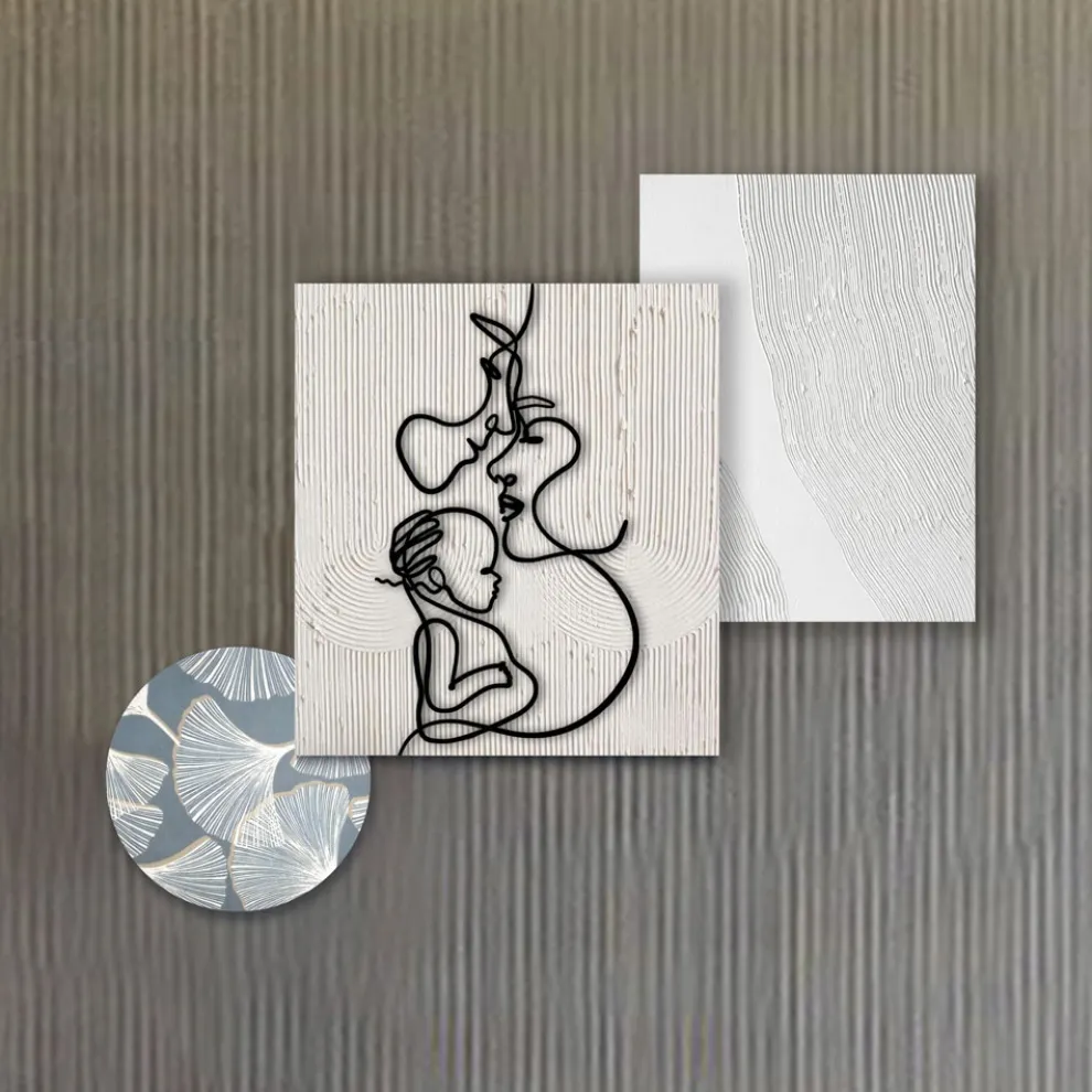 Komposition aus 3 Tafeln mit Stilisierung der Liebe, hergestellt in Italien – Keina