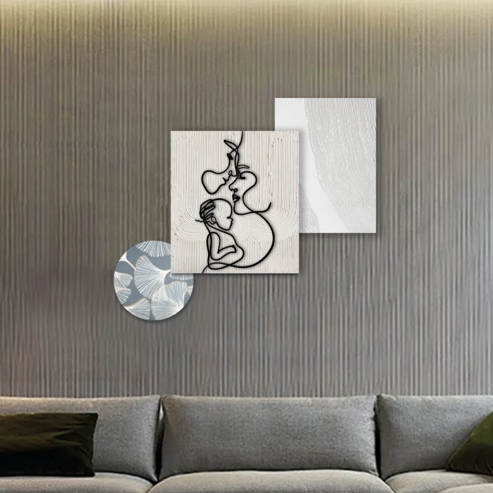 Komposition aus 3 Tafeln mit Stilisierung der Liebe, hergestellt in Italien – Keina