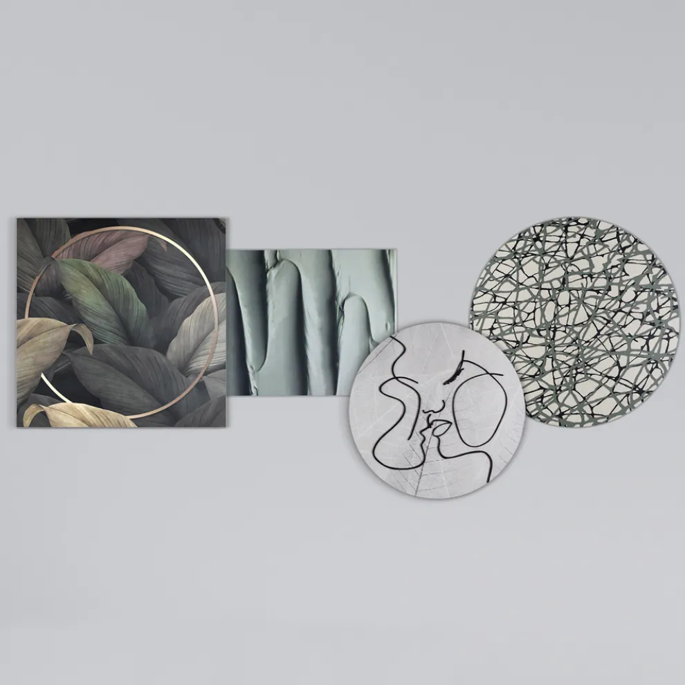 Komposition aus 4 Tafeln mit der Stilisierung des Kusses Made in Italy – Kanna