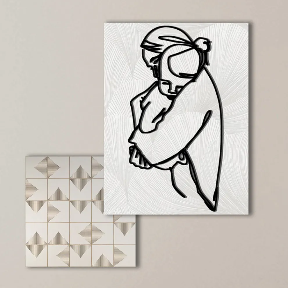 Komposition aus 2 Tafeln mit Stilisierung einer Umarmung, hergestellt in Italien – Kyoko