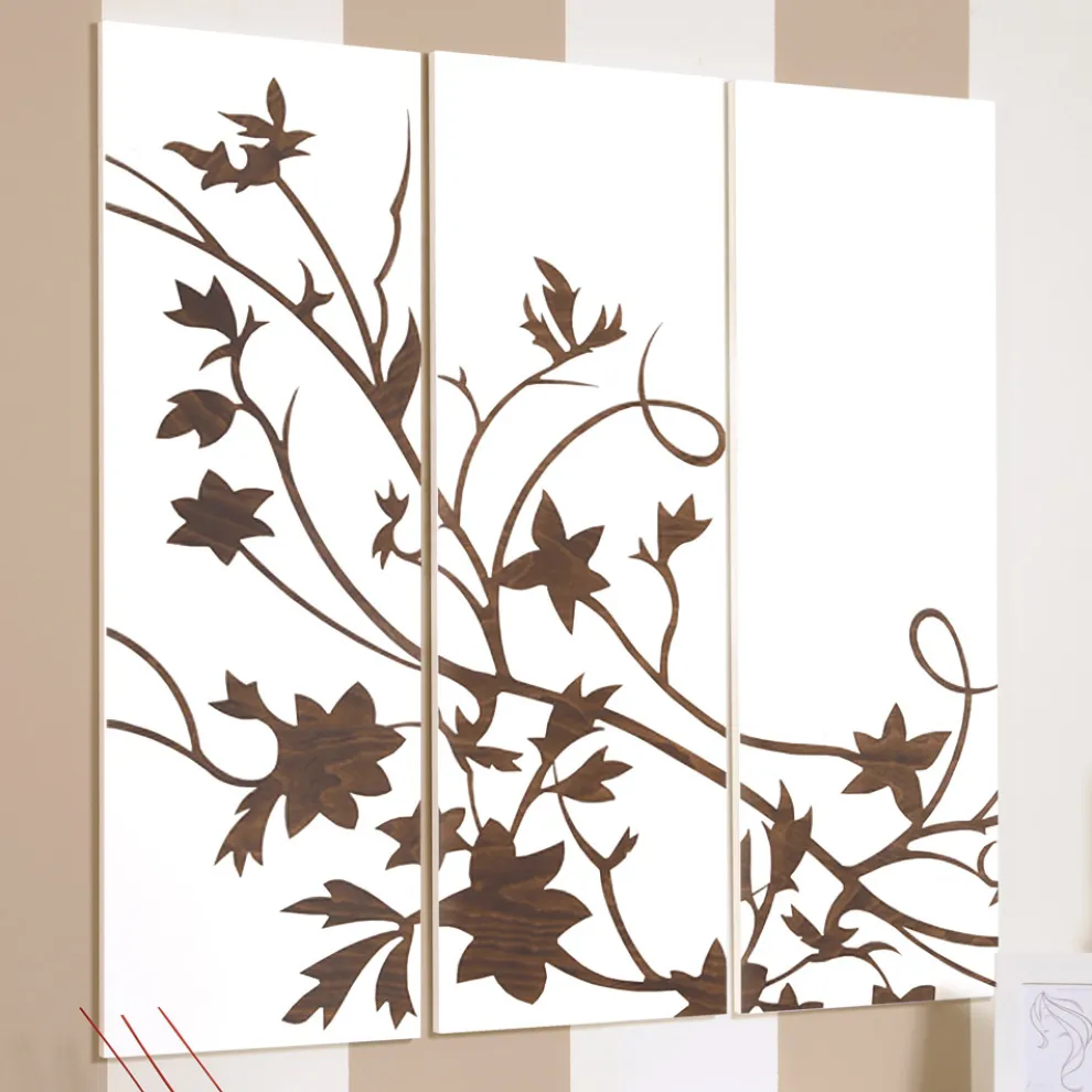 Komposition aus 3 Tafeln, die einen Zweig mit Blättern darstellen, hergestellt in Italien – Ashton