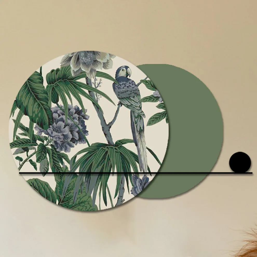 Komposition aus Holzgemälden mit tropischem Druck, hergestellt in Italien – Jamaika