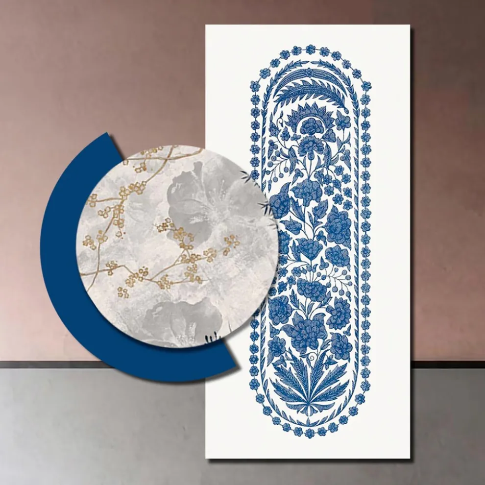 Komposition aus Holzgemälden mit abstraktem Druck, hergestellt in Italien – Brasilien