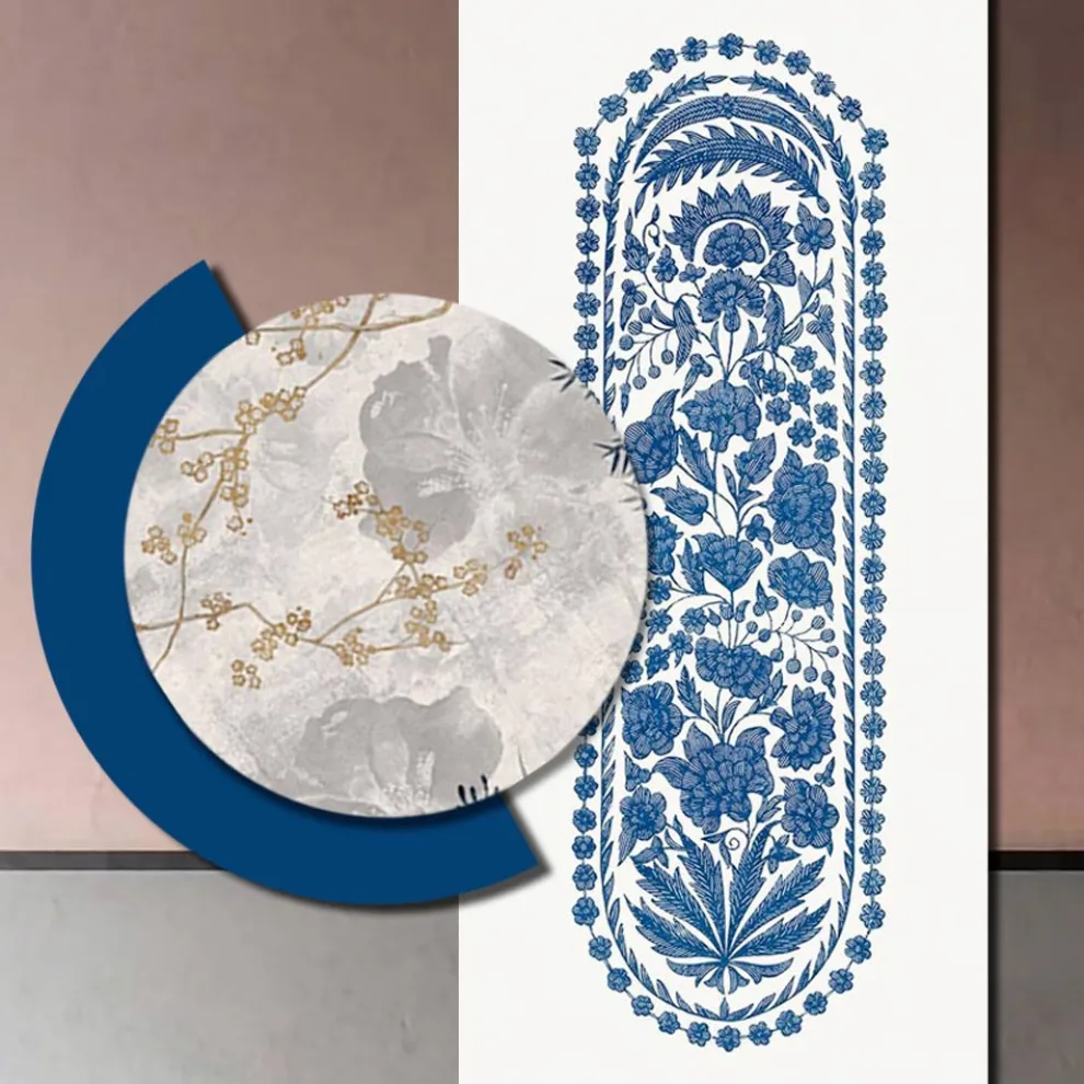 Komposition aus Holzgemälden mit abstraktem Druck, hergestellt in Italien – Brasilien