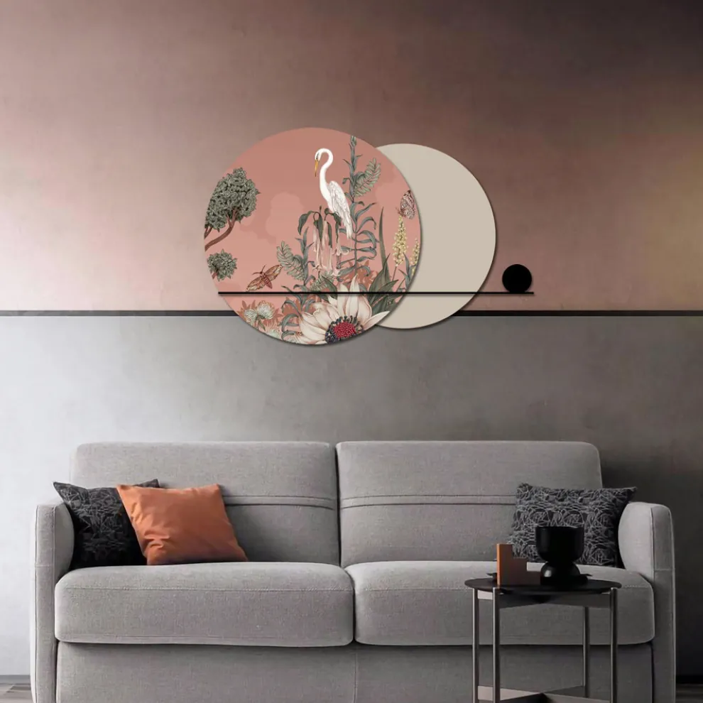 Komposition aus Holzplatten mit tropischem Aufdruck, hergestellt in Italien – Haiti