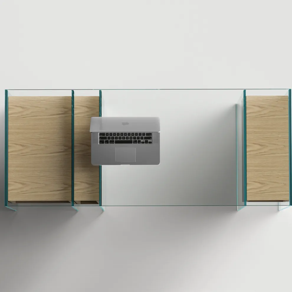 Konsole aus extra klarem Glas und hochwertigem Holz made in Italy - Damiano