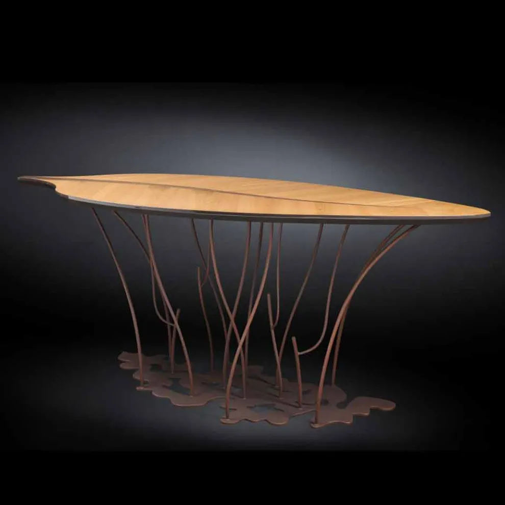 Konsole aus Furnierholz Eiche und Nuss Fenice