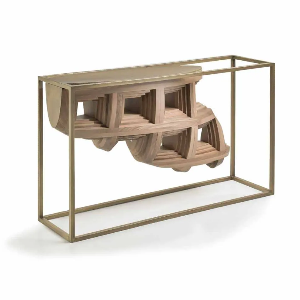 Konsole aus massivem Nussbaumholz und Metall, luxury Design Pardo