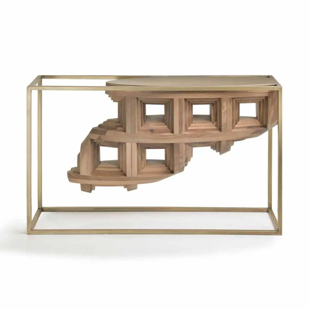 Konsole aus massivem Nussbaumholz und Metall, luxury Design Pardo