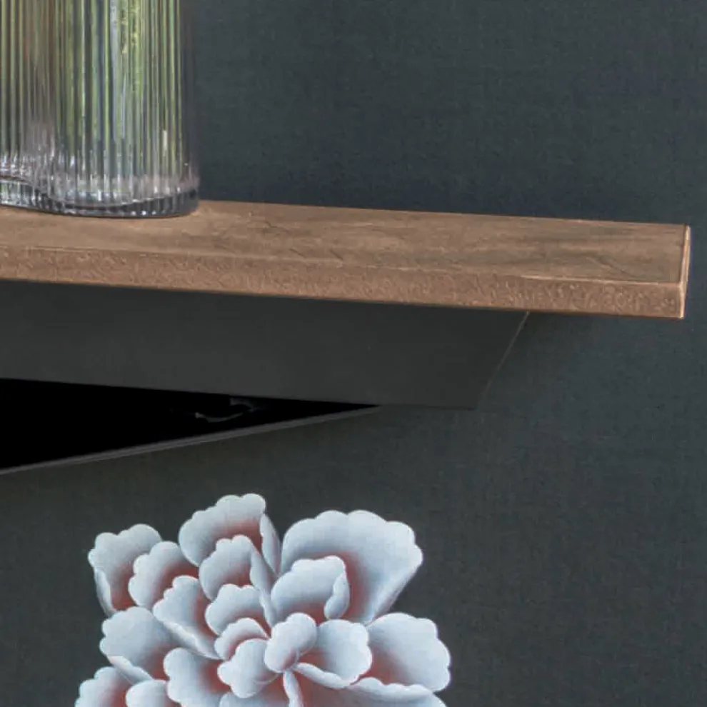 Konsole mit Platte in Mörteloptik und Metallsockel Made in Italy - Timedio