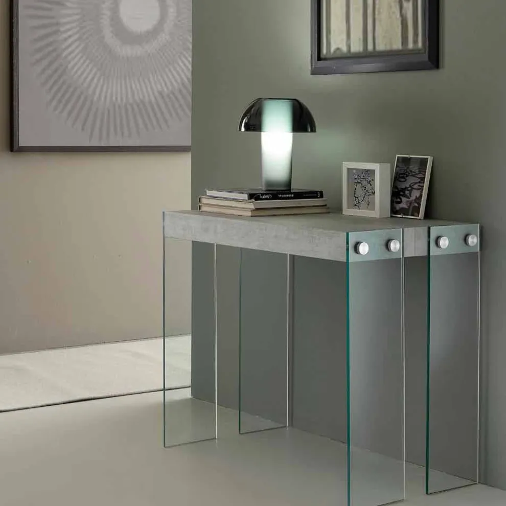 Konsole verlängerbar mit Hartglas Beinen in modernem Design Miss