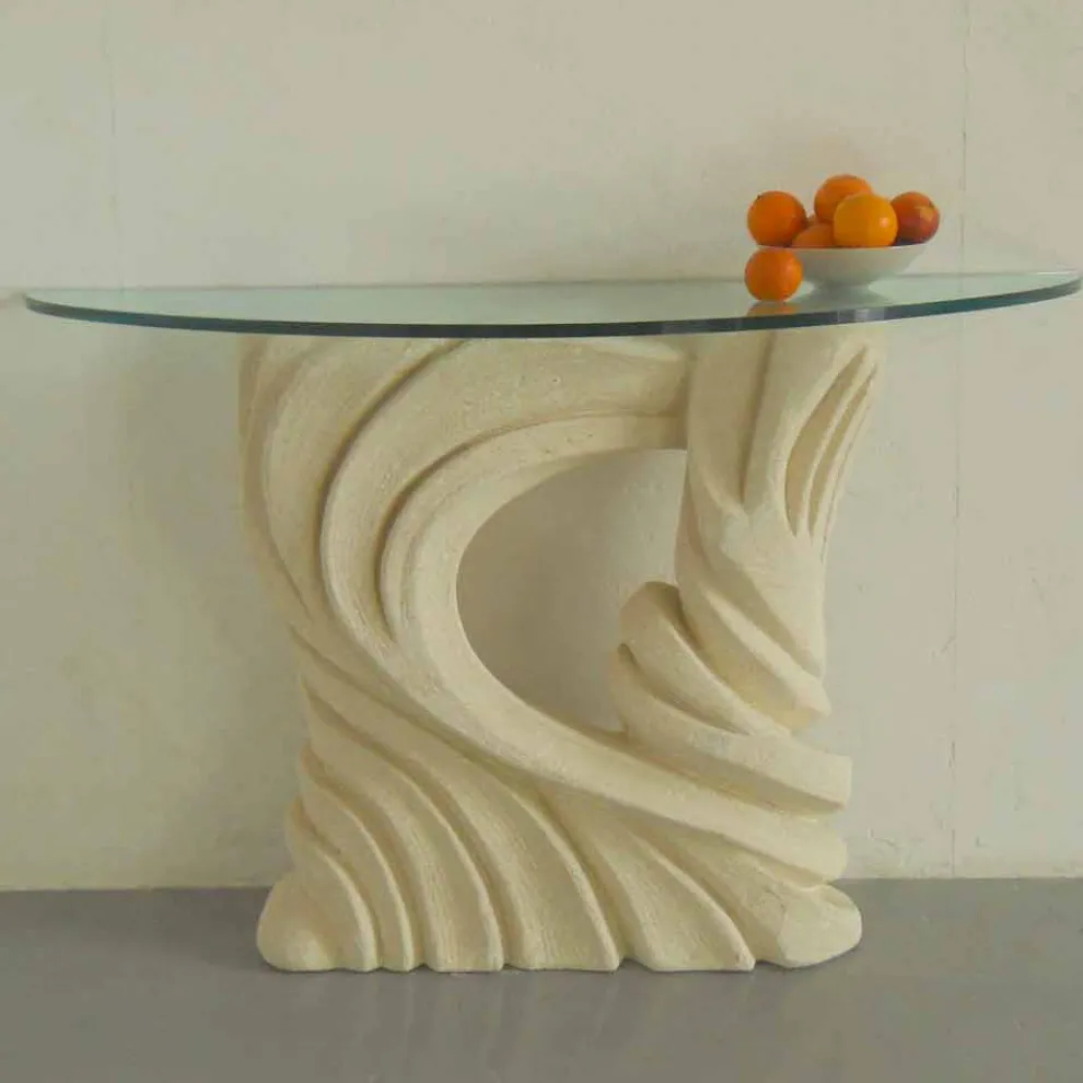 Konsolentisch aus Stein und Kristall in modernem Design Emera