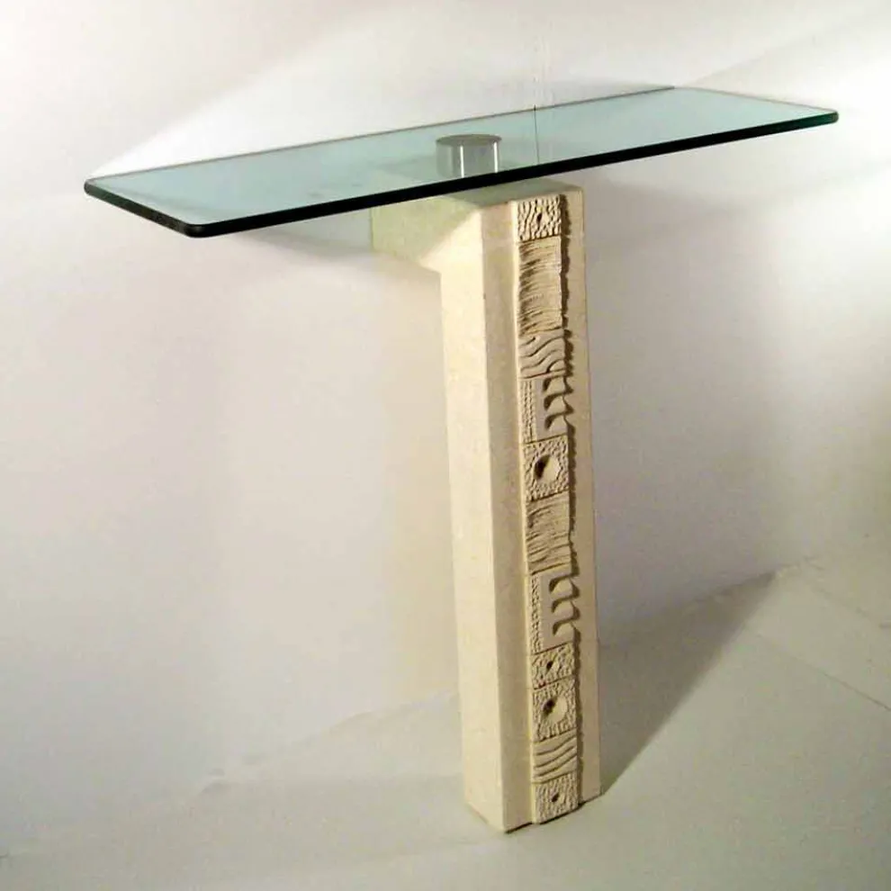 Konsolentisch rechteckig aus Stein und Kristall Abidos