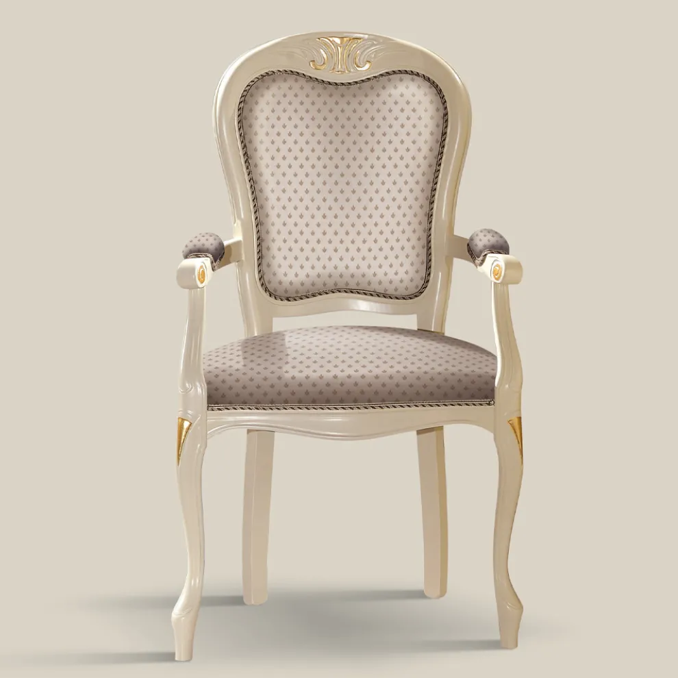 Kopf des Tischstuhls aus Holz mit Stoffbezug Made in Italy - Majestät