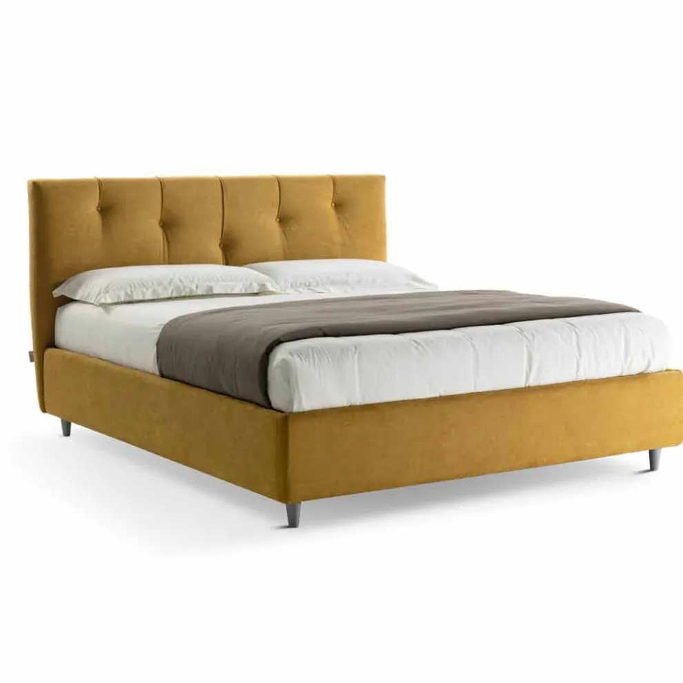 Gepolstertes Doppelbett aus Stoff mit Box Made in Italy - Maske