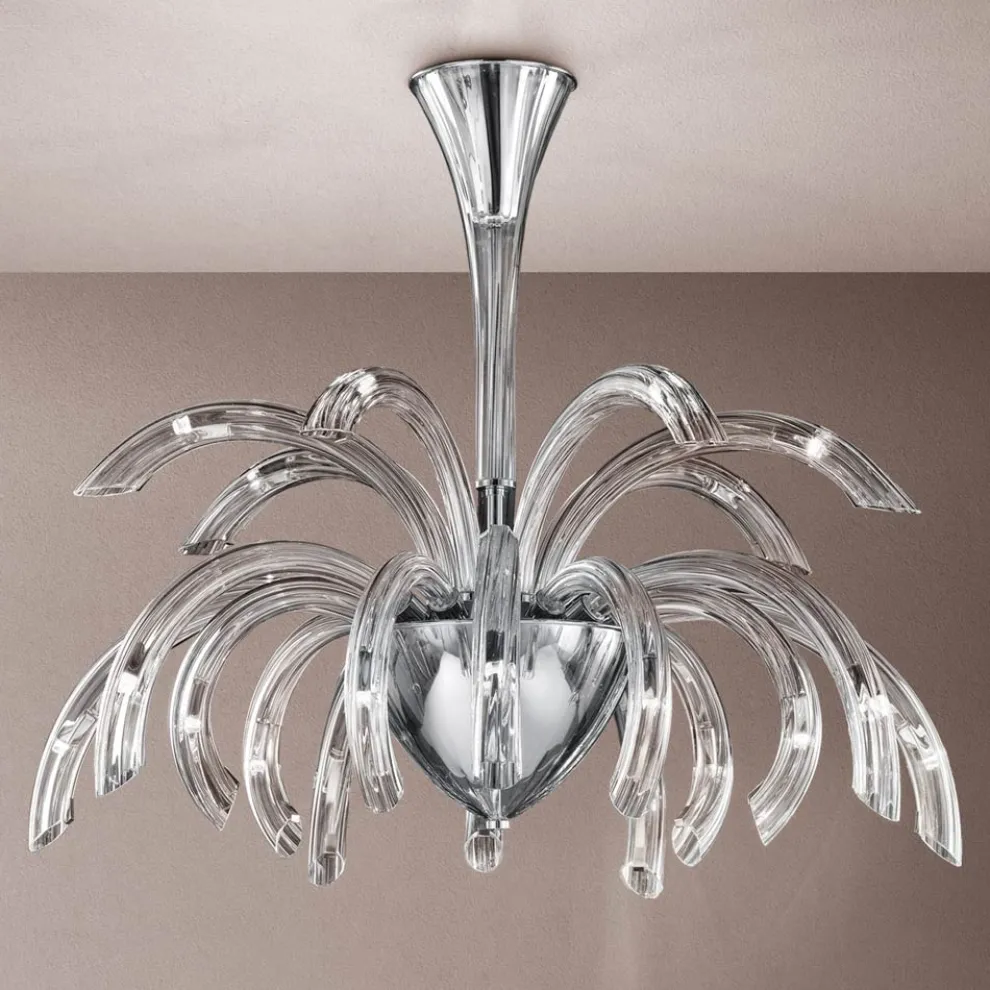 Kronleuchter 21 Lichter aus handgefertigtem venezianischem Glas und Metall - Jason