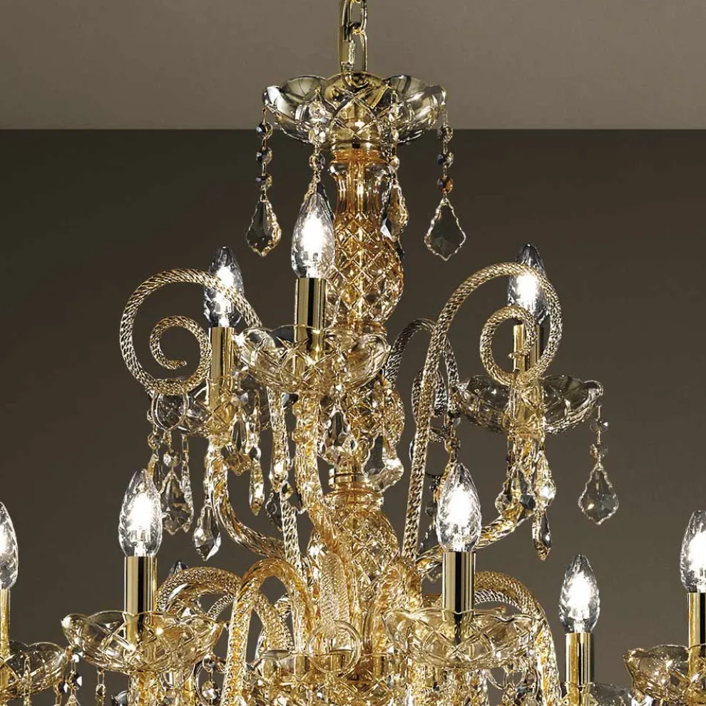 Kronleuchter 27 Lichter aus venezianischem Glas, handgefertigt in Italien - Florentiner