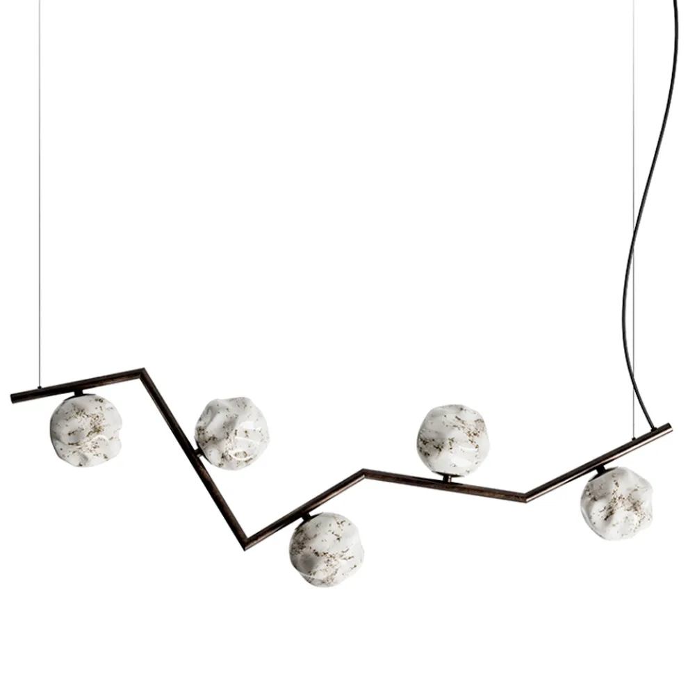 Kronleuchter aus dunklem Messing und Steinglas, hergestellt in Italien – Bottega