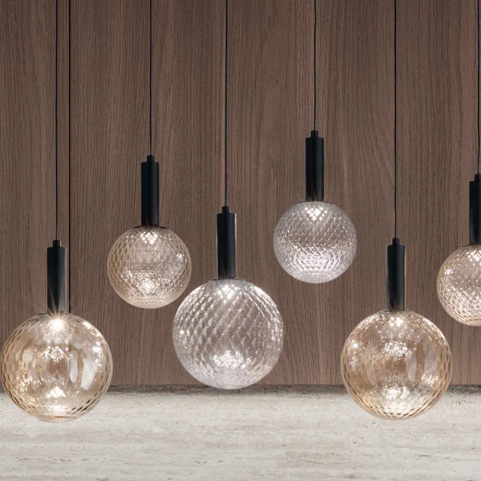 Kronleuchter aus mundgeblasenem Glas mit 6 Lichtern und Balloton-Dekoration - Fee