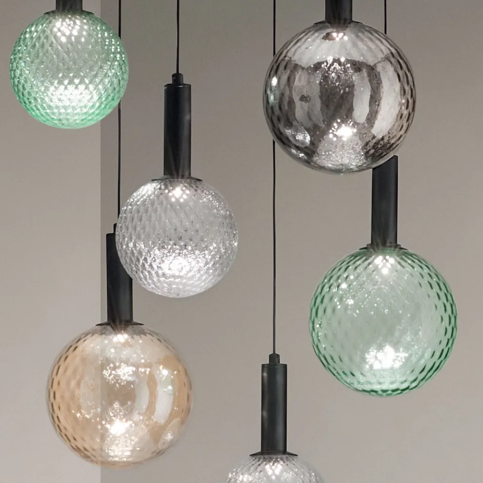 Kronleuchter aus mundgeblasenem Glas, farbig und mit Balloton-Dekoration - Fee