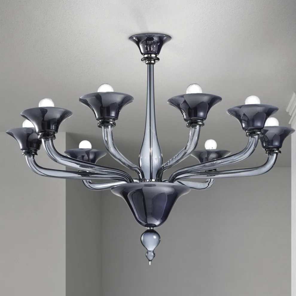 Kronleuchter aus venezianischem Glas 8-flammig Made in Italy - Ismail