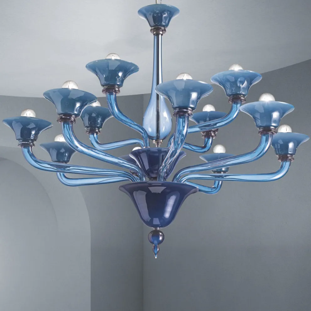 Kronleuchter aus venezianischem Glas 12 Lichter Made in Italy - Ismail