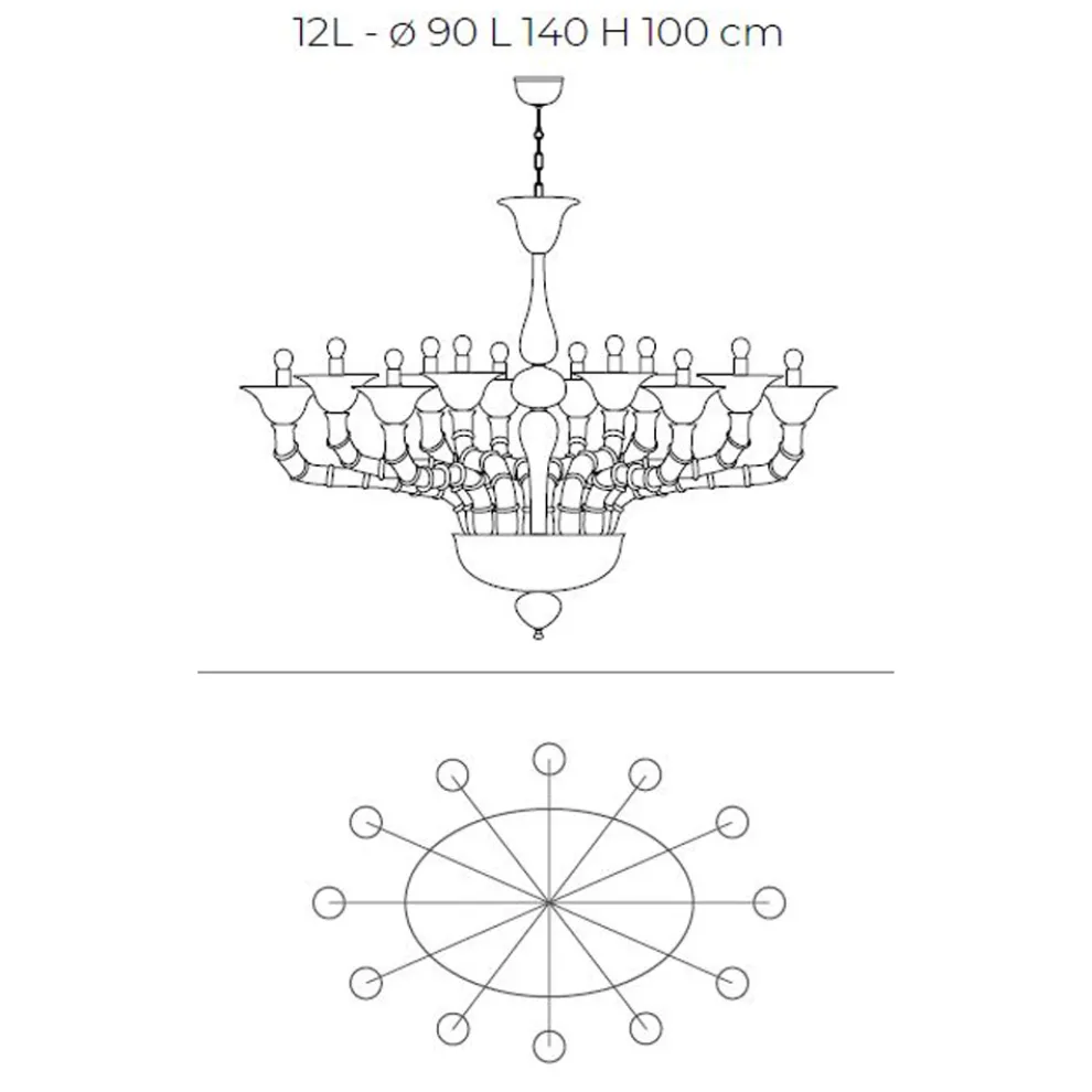 Kronleuchter im klassischen Stil aus mundgeblasenem venezianischem Glas - Vanity