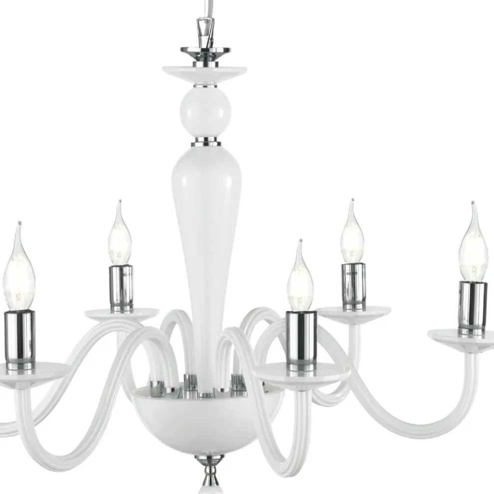 Kronleuchter im klassischen Stil mit 6 Lichtern aus Glas und Metall Made in Italy - Oliver