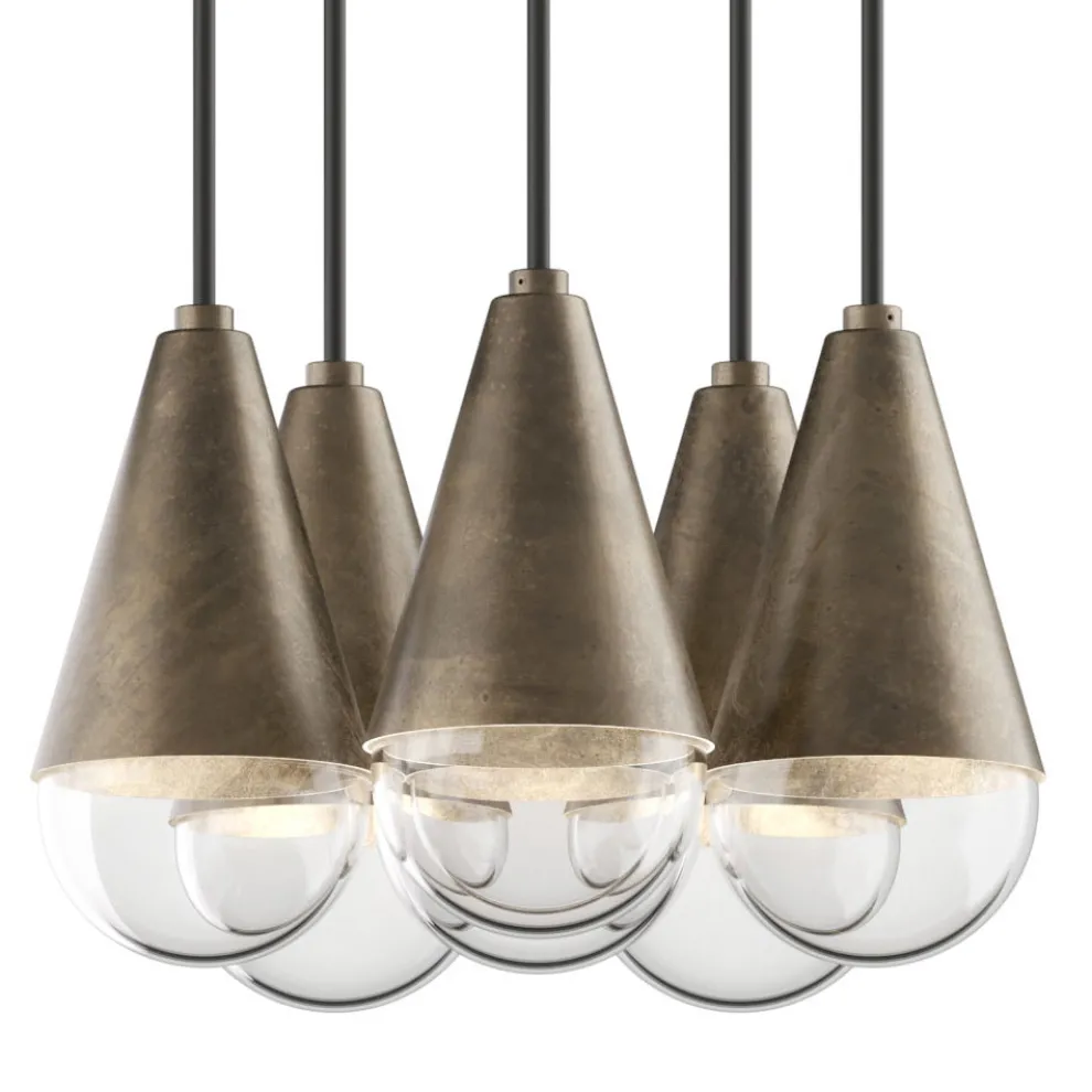 Kronleuchter mit 6 Lichtern aus Eisen und Glas, hergestellt in Italien – Cloudy