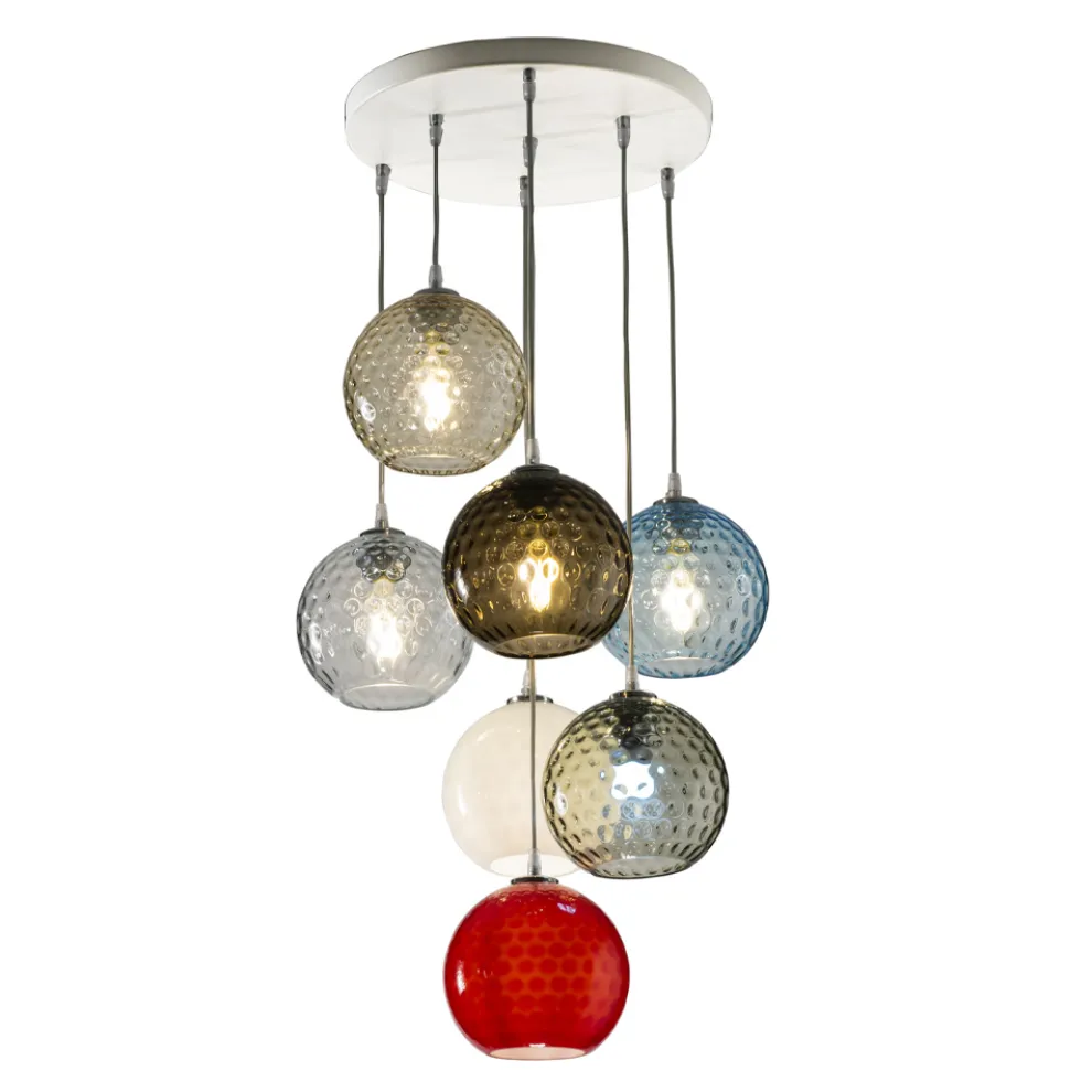 Kronleuchter mit 7 Lichtern aus mundgeblasenem Venedig-Glas - Bubbles Balloton