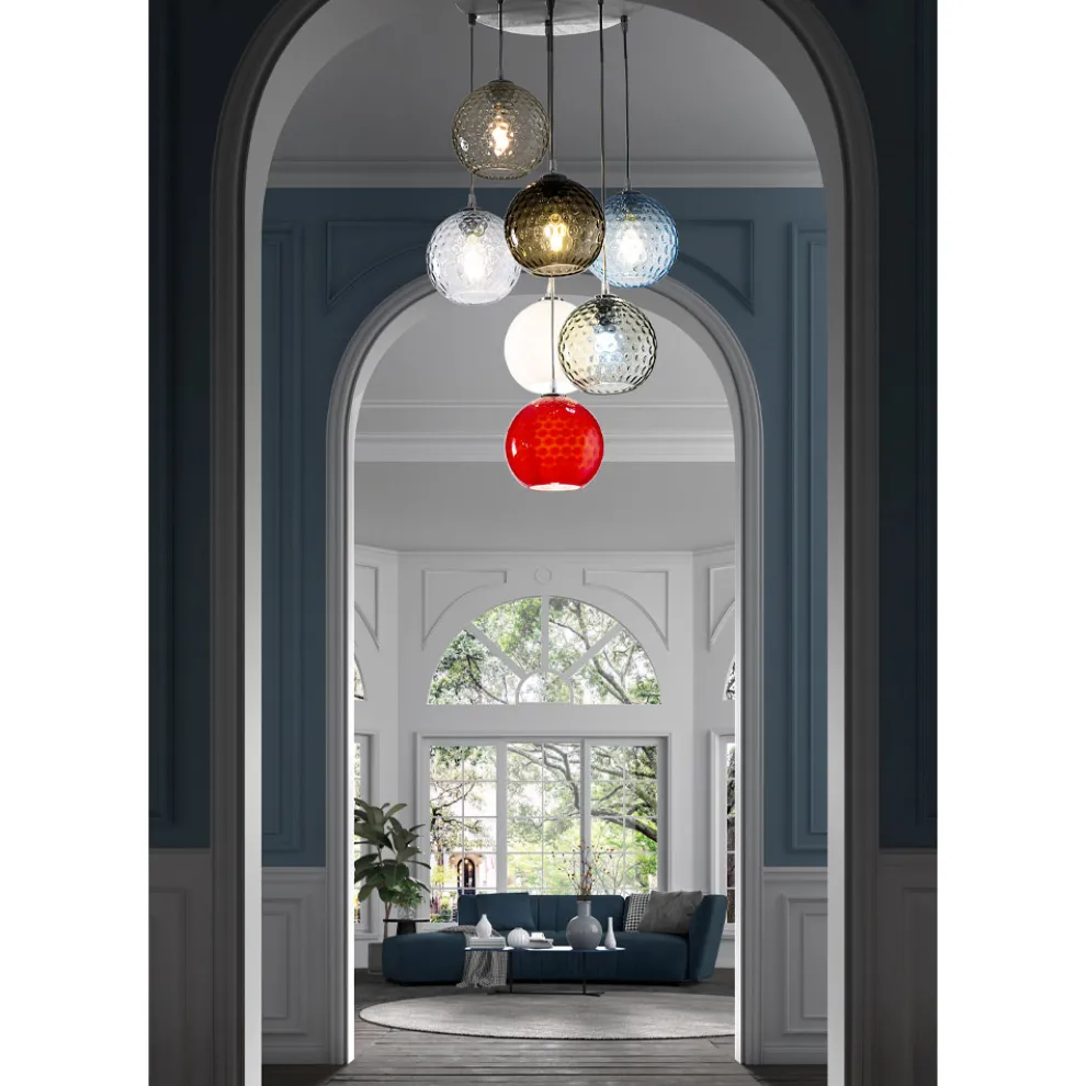 Kronleuchter mit 7 Lichtern aus mundgeblasenem Venedig-Glas - Bubbles Balloton