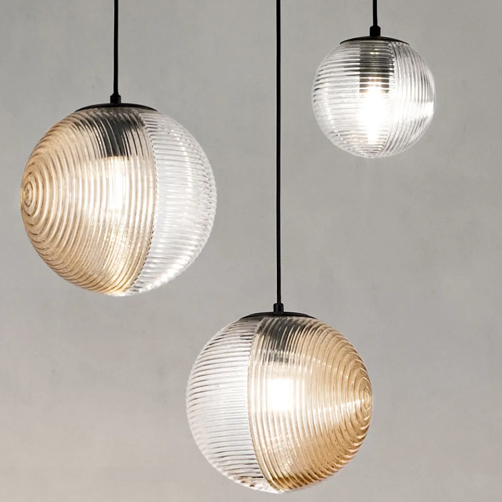 Kronleuchter mit 3 Lichtern aus mundgeblasenem Glas in Form einer Kugel Made in Italy - Prilla