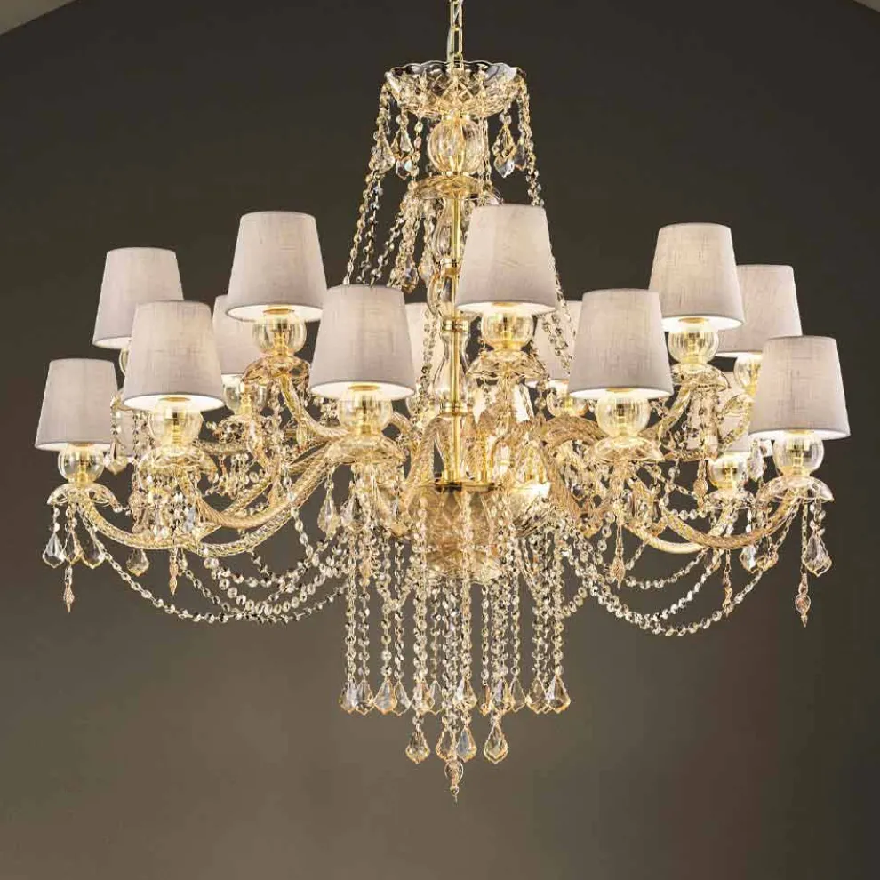 Kronleuchter mit 16 Lichtern Handgefertigt aus Venedig Glas, Made in Italy - Milagros