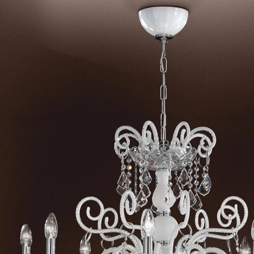 Kronleuchter mit 8 Lichtern aus venezianischem Glas Made in Italy Classic - Florentiner