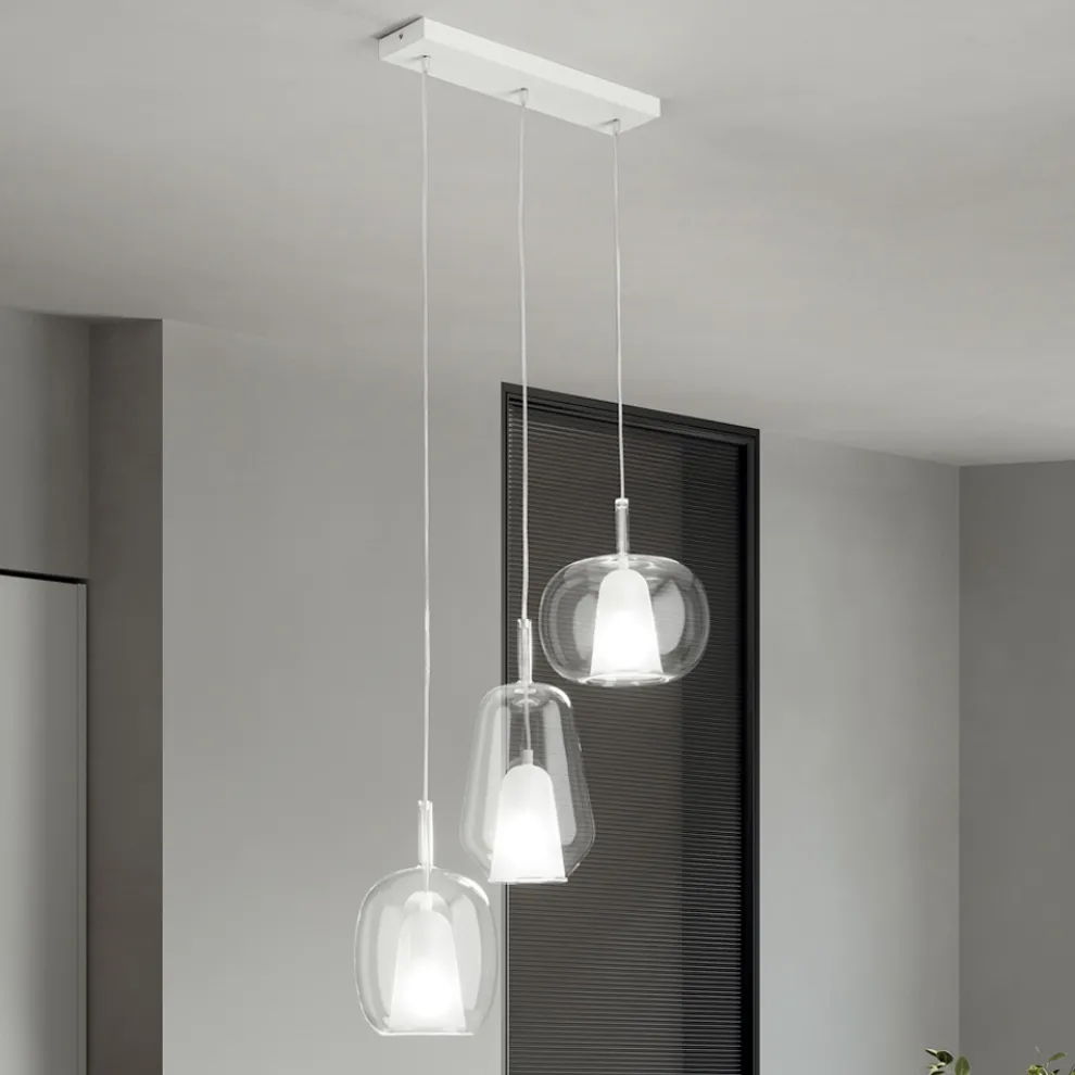 Kronleuchter mit 3 Diffusoren aus transparentem mundgeblasenem Glas Made in Italy - Trilly