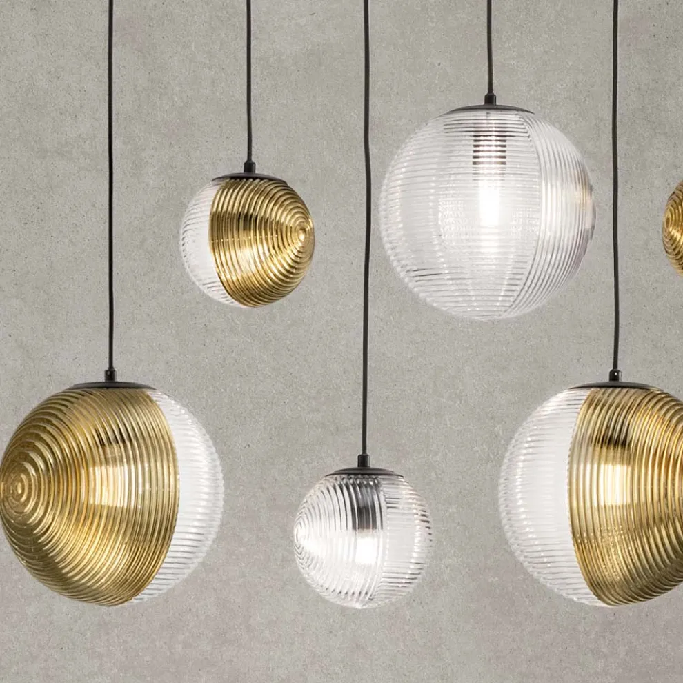 Kronleuchter mit 6 Lichtern aus mundgeblasenem Glas in Form einer Kugel Made in Italy - Prilla