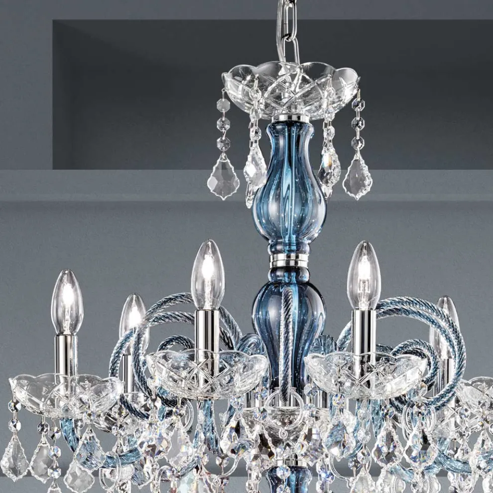 Kronleuchter mit 18 Lichtern aus venezianischem Glas und Metall im klassischen Florentiner Stil