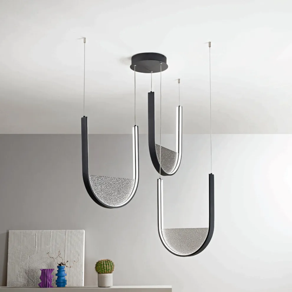 Kronleuchter mit 3 LEDs mit herausnehmbarem Einsatz aus Granulatglas – Catalpa