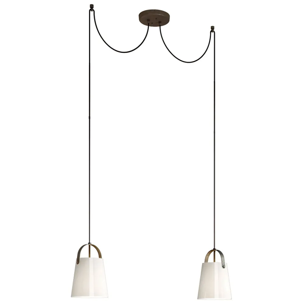 Kronleuchter mit 2 Leuchten aus Messing und Glas, hergestellt in Italien – Dolci