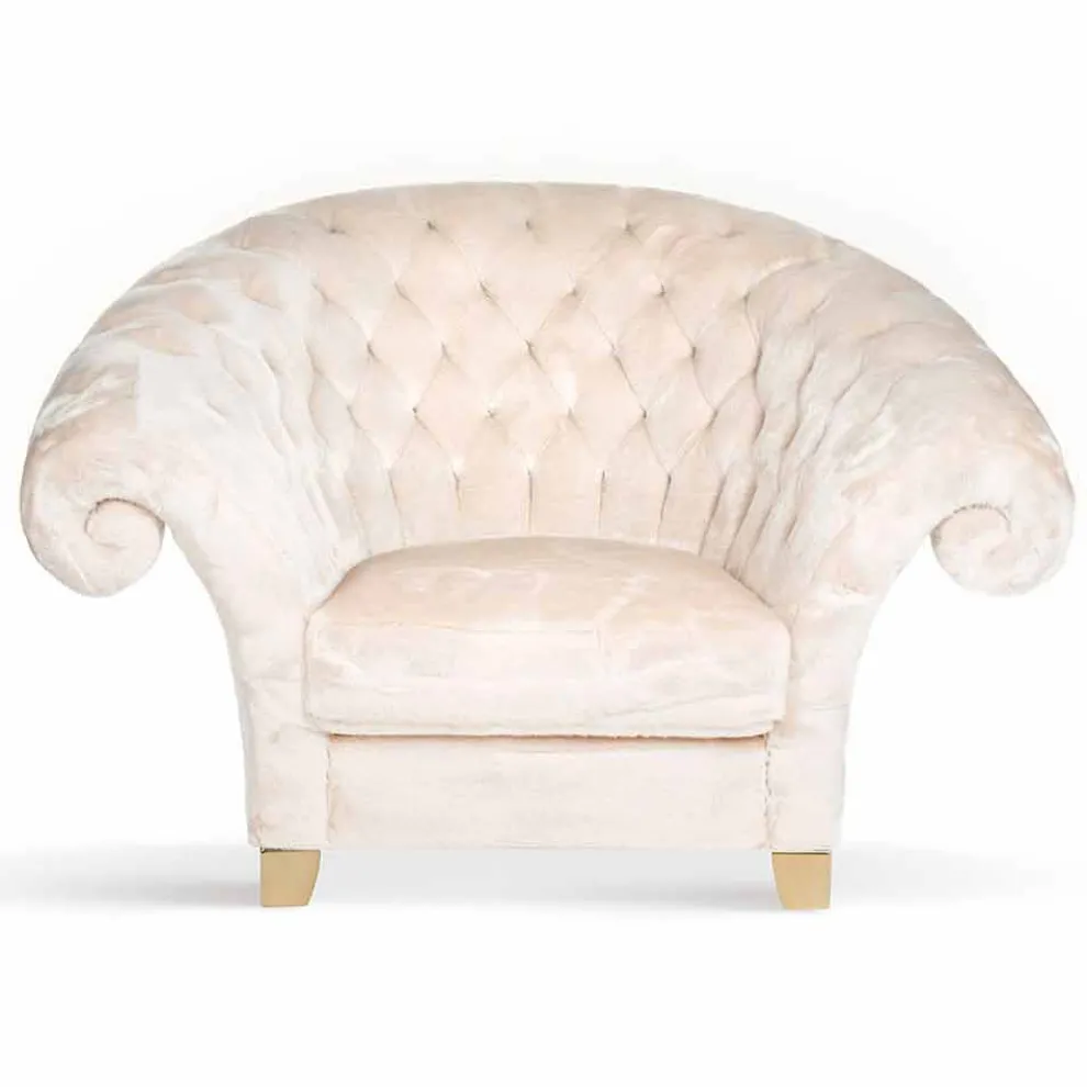 Kunstfell-Sessel Balma mit getufteter Rückenlehne, modernes Design made in Italy