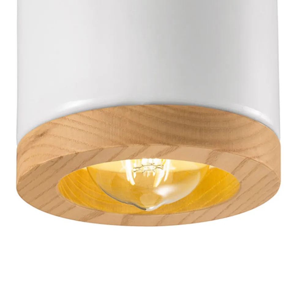 Kunsthandwerkliche Deckenlampe aus Holz und Keramik im nordischen Stil - Nateca