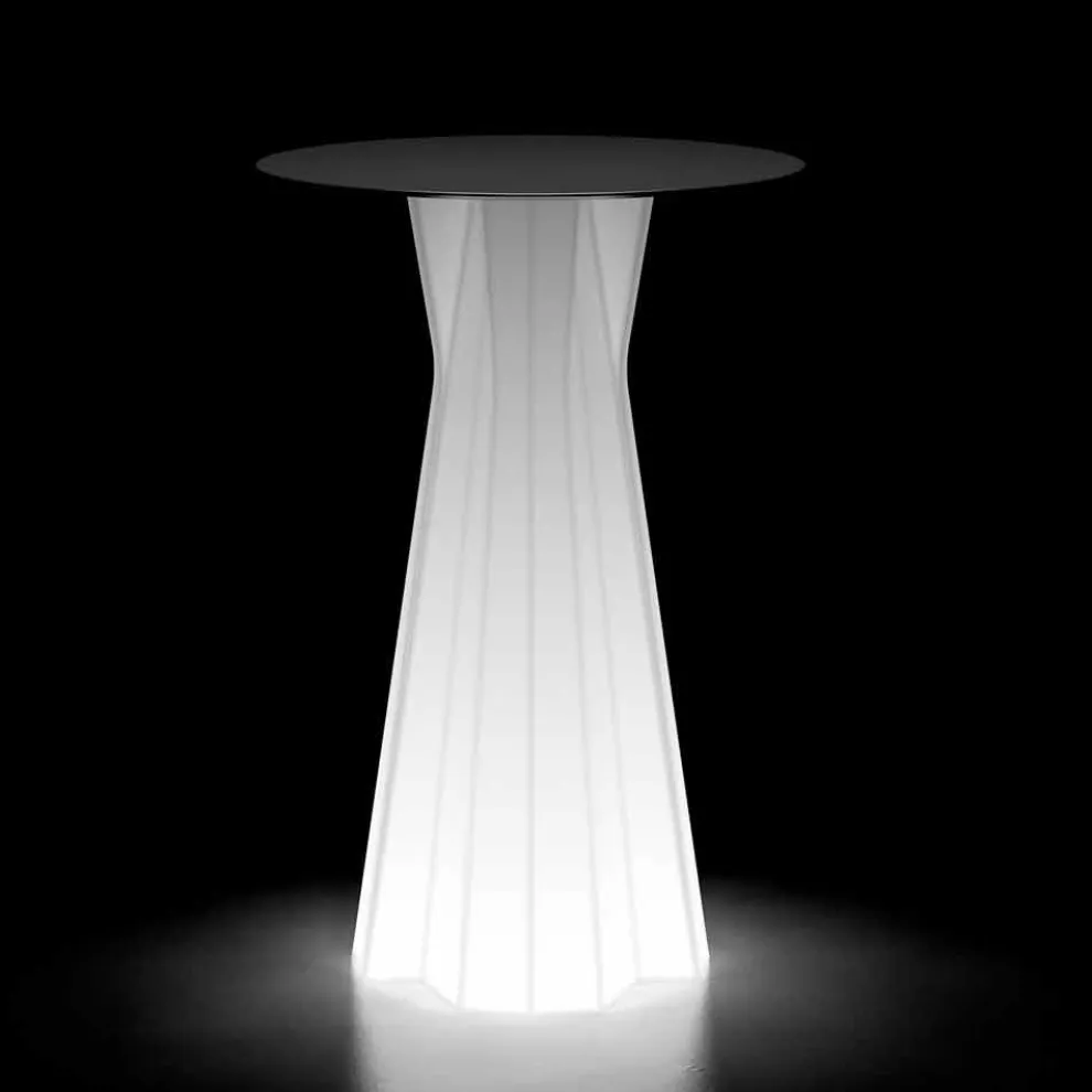 Leuchtender Tisch im Freien mit LED-Sockel und HPL-Platte Hergestellt in Italien - Tinuccia