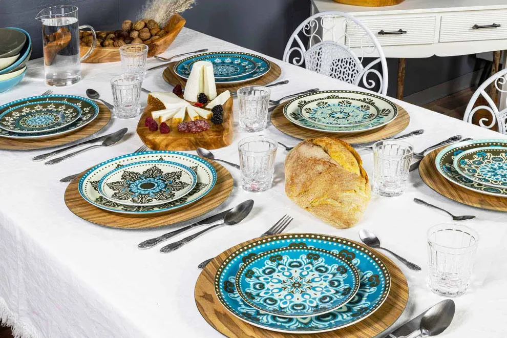 Gefärbtes Porzellangeschirr Set 18 Stück - Eivissa