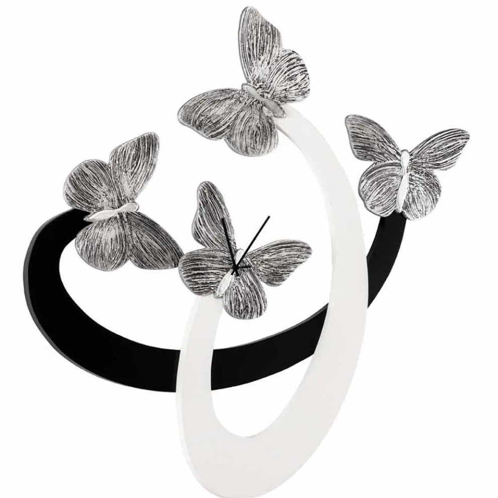 Design Wanduhr Zenia elfenbeinfarben/schwarz handgefertigt in Italien