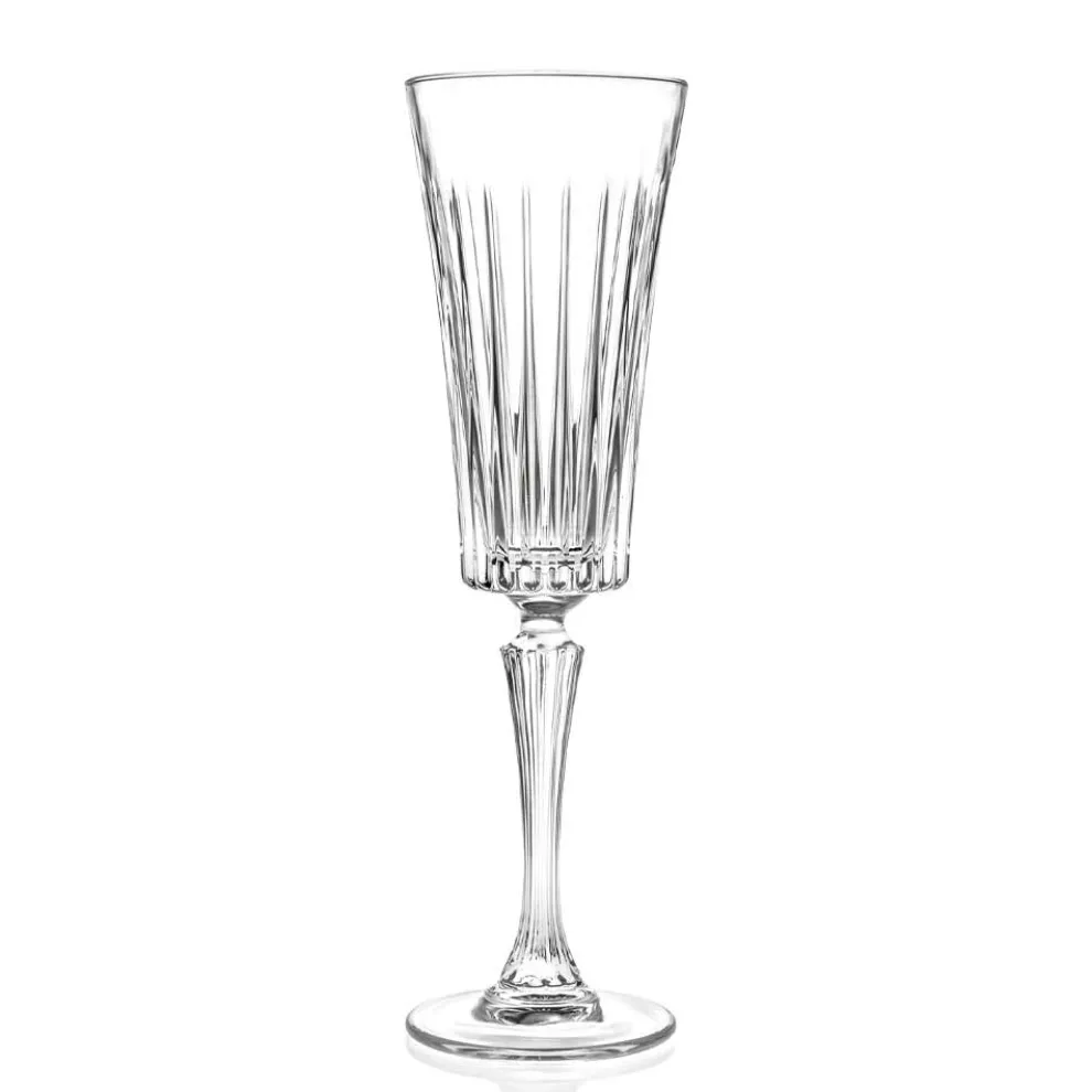 12 Flötengläser für Sekt mit linearen Schnitten in Öko-Kristall - Senzatempo