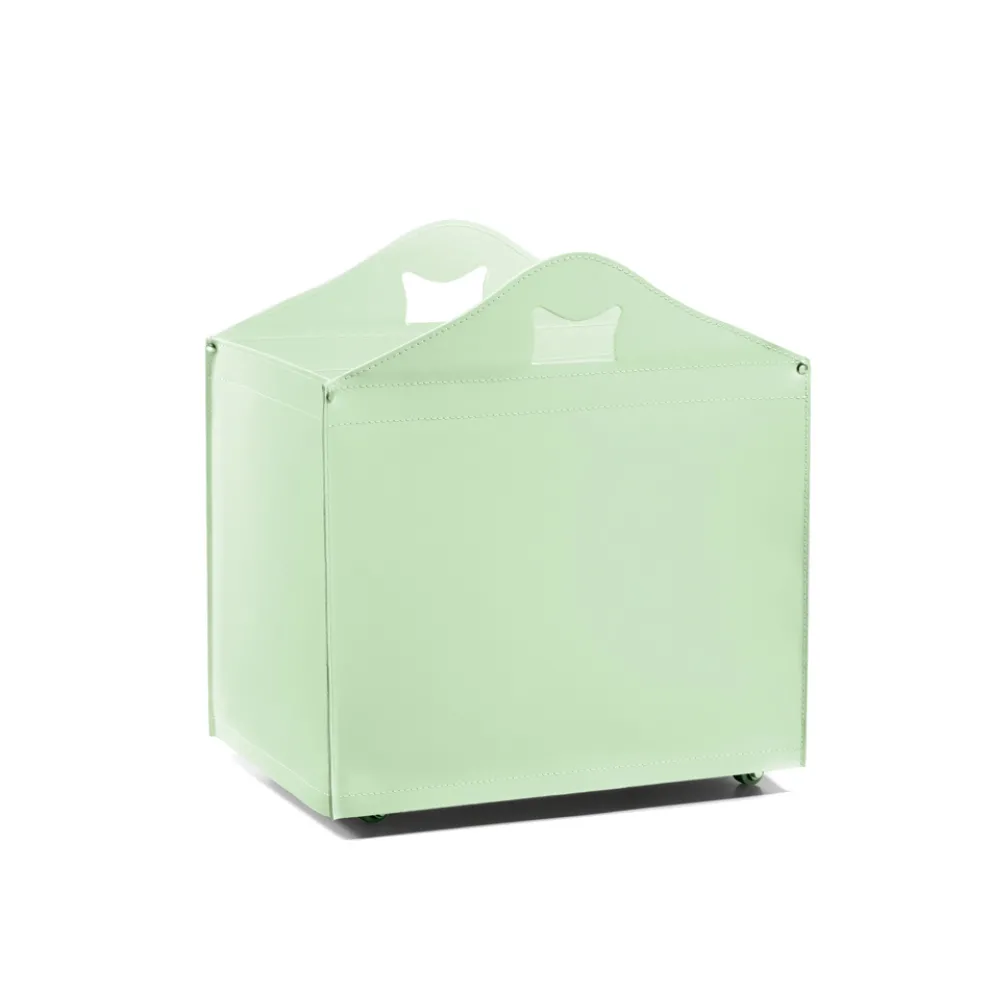 Wassergrüne Aufbewahrungstasche aus Leder, hergestellt in Italien – Fotografie