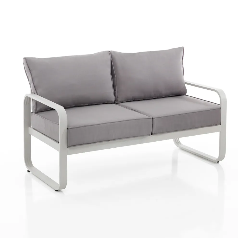 2-Sitzer-Außensofa aus Aluminium und Kissen mit Polyesterbezug - Avoir