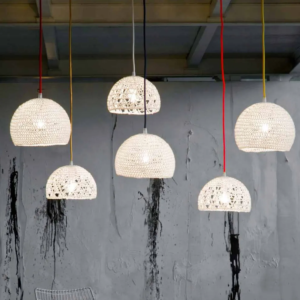 Lampe aus Baumwolle und Viskose in-es.artdesign aufgehängt Moderne Textur