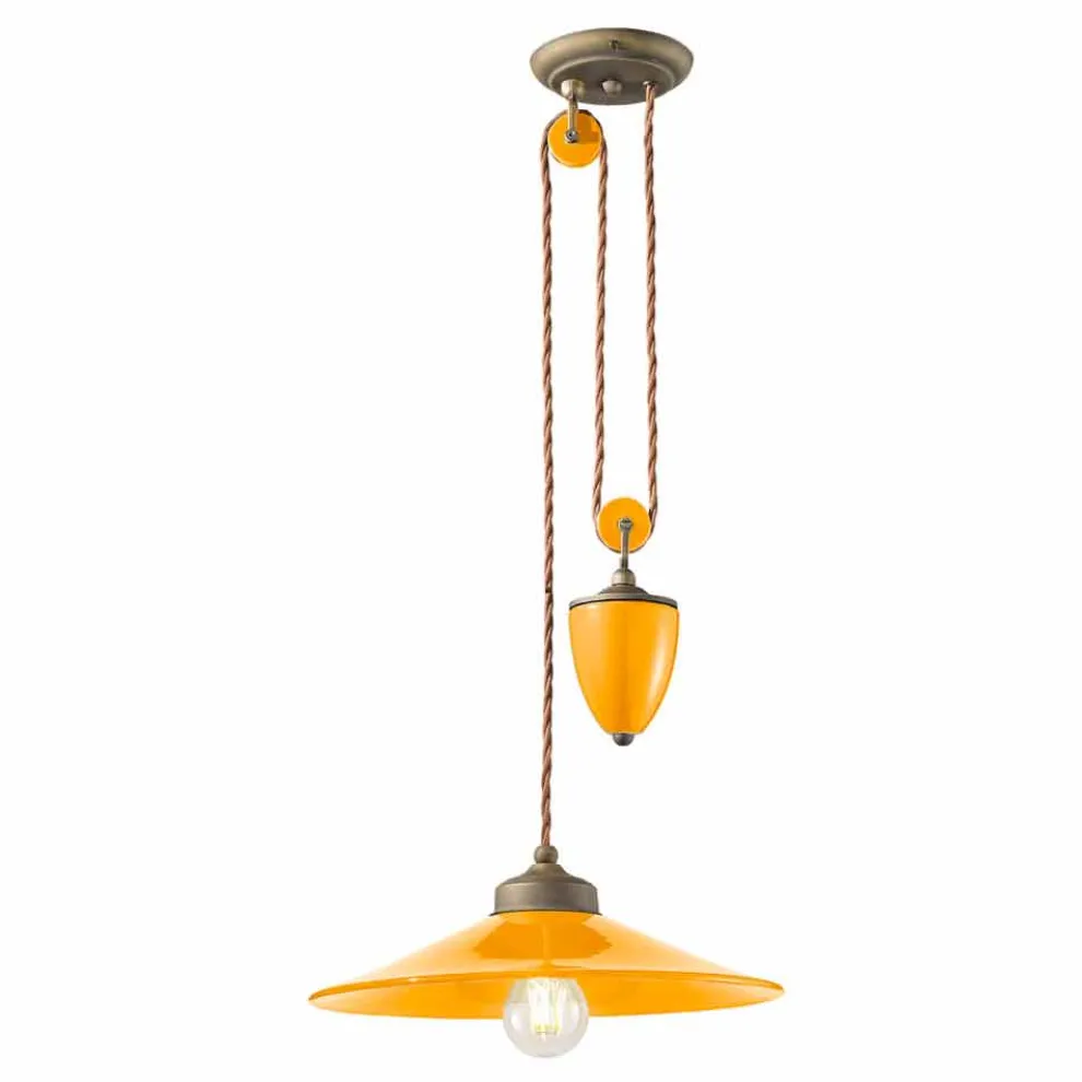 Lampe Flaschenzug aus Keramik und Messing Britney Ferroluce