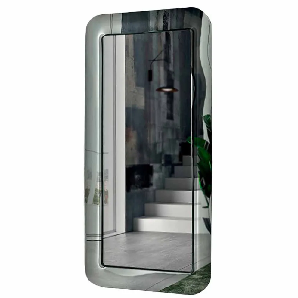 Langer rechteckiger Spiegel mit Rahmen in Kristalloptik, hergestellt in Italien – Loop